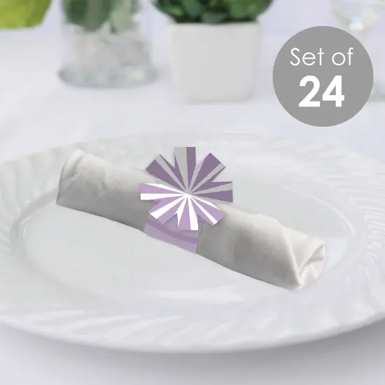 Big Dot of Happiness Purple Stripes - Simple Party Paper Napkin Holder - Napkin Rings - Set of 24 {3}
