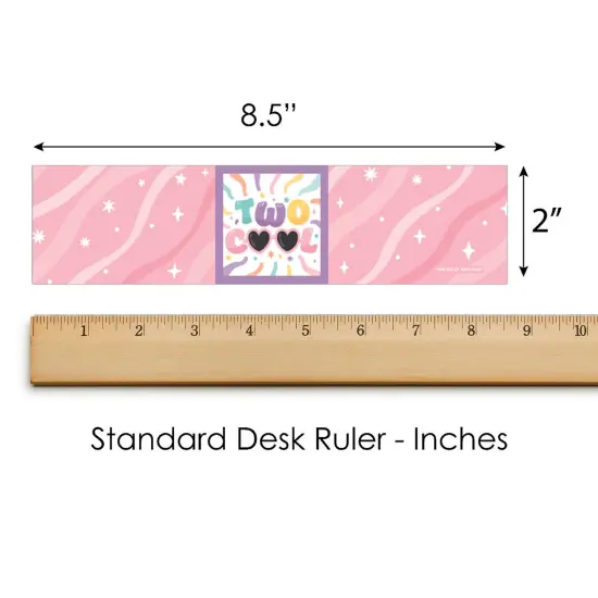 Big Dot of Happiness Two Cool - Girl - Pastel 2nd Birthday Party Water Bottle Sticker Labels - Set of 20 {6}