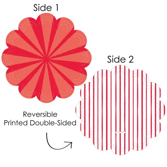 Big Dot of Happiness Red Stripes - Simple Party Round Table Decorations - Paper Chargers - Place Setting For 12 {4}