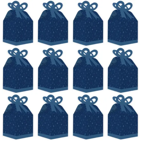 Big Dot of Happiness Navy Confetti Stars - Square Favor Gift Boxes - Simple Party Bow Boxes - Set of 12 {6}