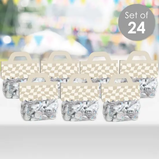 Big Dot of Happiness Tan Checkered Party - DIY Clear Goodie Favor Bag Labels - Candy Bags with Toppers - Set of 24 {3}