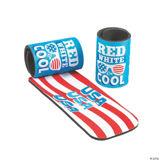 Premium Patriotic Neoprene Slap Can & Bottle Coolers - 6 Pc. {2}