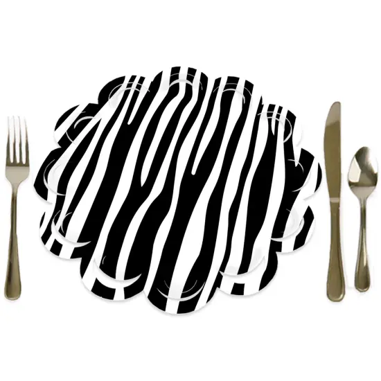 Big Dot of Happiness Zebra Print - Safari Party Round Table Decorations - Paper Chargers - Place Setting For 12 {1}
