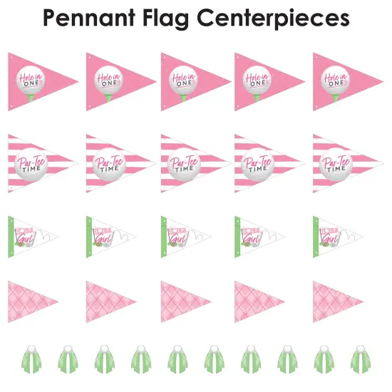 Big Dot of Happiness Golf Girl - Triangle Pink Birthday Party or Baby Shower Photo Props - Pennant Flag Centerpieces - Set of 20 {7}