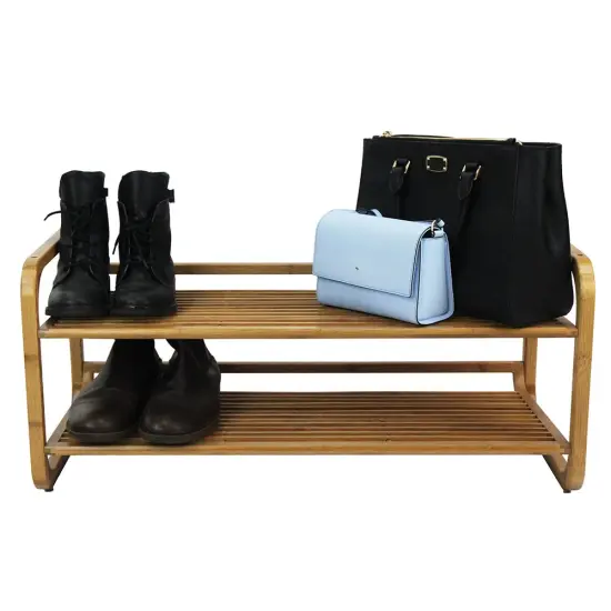 Oceanstar2 Tier Bamboo Shoe Rack, Rounded Brown {6}