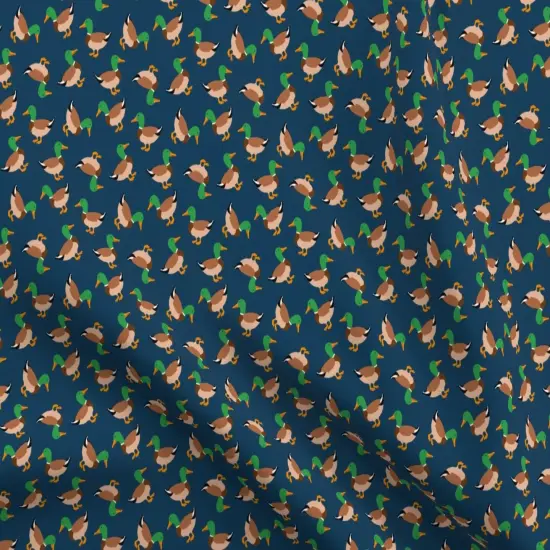 Various Fabrics by the Yard or Fat Quarter Mallard Ducks Navy Blue Cute Birds Small Scale Custom Printed Fabric by Spoonflower {5}