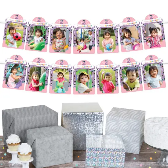 Big Dot of Happiness Two Cool - Girl - DIY Pastel 2nd Birthday Party Decor - Picture Display - Photo Banner {3}