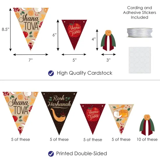 Big Dot of Happiness Rosh Hashanah - DIY Jewish New Year Party Pennant Garland Decoration - Triangle Banner - 30 Pieces {4}