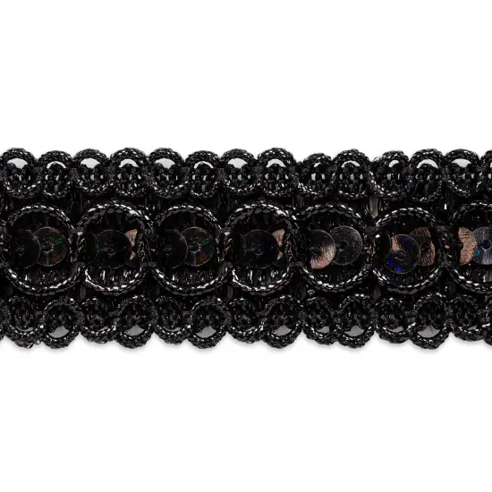 20 yards of Trish Sequin Metallic Braid Trim | 20 yard cut Black {1}