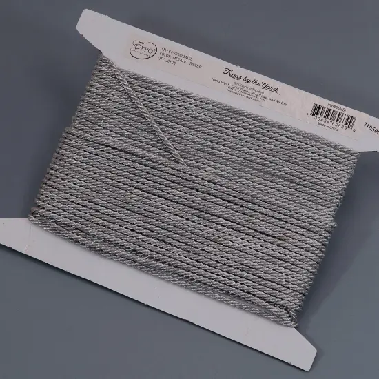 20 yards of Phoenix 3/32" inch Metallic Twisted Cord Trim Metallic Silver {3}