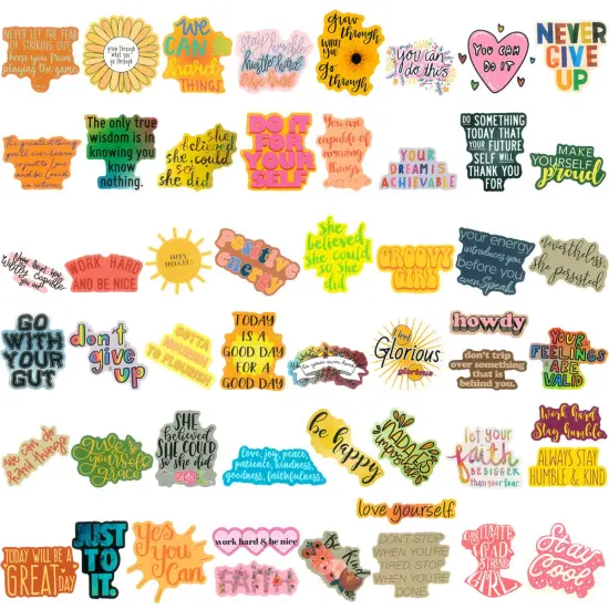 Wrapables Waterproof Vinyl Stickers for Water Bottles, Laptop, Phones, Skateboards, Decals for Teens, 100pcs Inspirational {3}