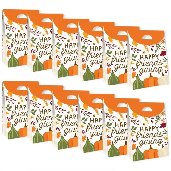 Big Dot of Happiness Fall Friends Thanksgiving - Friendsgiving Gift Favor Bags - Party Goodie Boxes - Set of 12 {6}