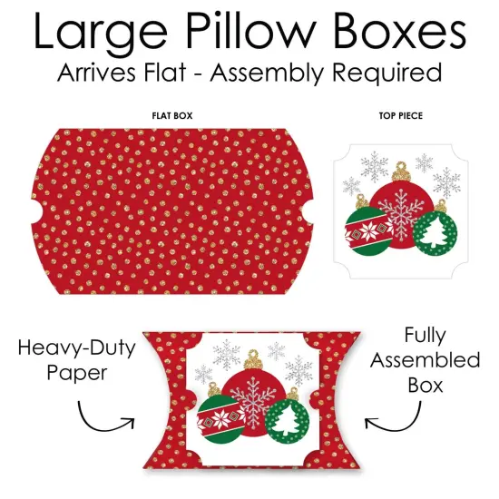 Big Dot of Happiness Ornaments - Favor Gift Boxes - Holiday and Christmas Party Large Pillow Boxes - Set of 12 {7}