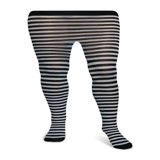 Black and White Tights - Striped Nylon Stretch Pantyhose Stocking Accessories for Every Day Attire and Costumes for Teens and Children {1}