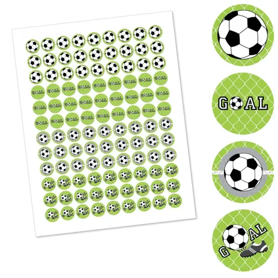 Big Dot of Happiness Goaaal - Soccer - Baby Shower or Birthday Party Round Candy Sticker Favors - Labels Fits Chocolate Candy (1 Sheet of 108) {3}
