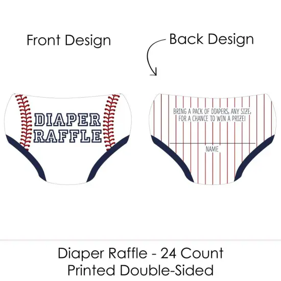 Big Dot of Happiness Batter Up - Baseball - Diaper Shaped Raffle Ticket Inserts - Baby Shower Activities - Diaper Raffle Game - Set of 24 {3}