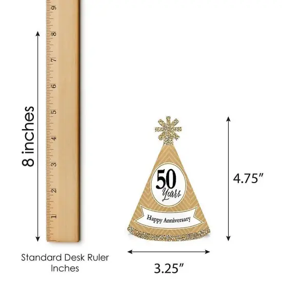 Big Dot of Happiness We Still Do - 50th Wedding Anniversary - Mini Cone Anniversary Party Hats - Small Little Party Hats - Set of 8 {7}