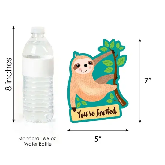 Big Dot of Happiness Let's Hang - Sloth - Shaped Fill-in Invitations - Baby Shower or Birthday Party Invitation Cards with Envelopes - Set of 12 {6}