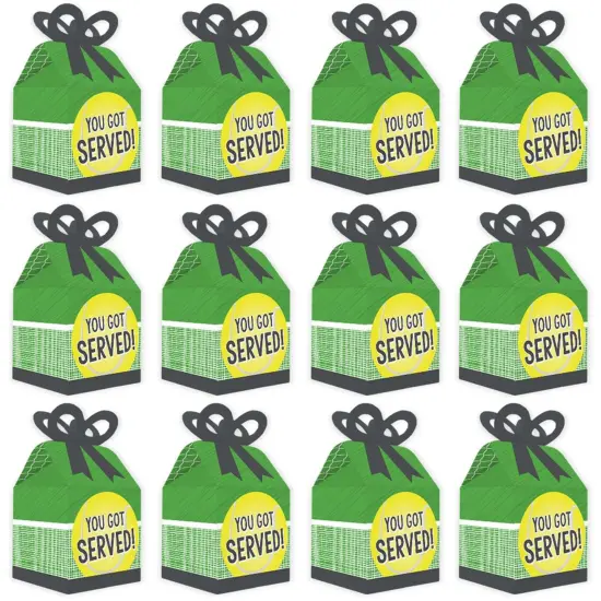 Big Dot of Happiness You Got Served - Tennis - Square Favor Gift Boxes - Baby Shower or Tennis Ball Birthday Party Bow Boxes - Set of 12 {6}