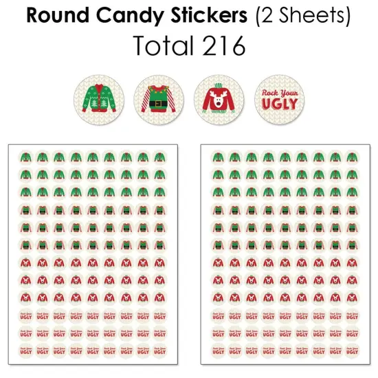Big Dot of Happiness Ugly Sweater -Holiday and Christmas Party Candy Favor Sticker Kit - 304 Pieces {6}