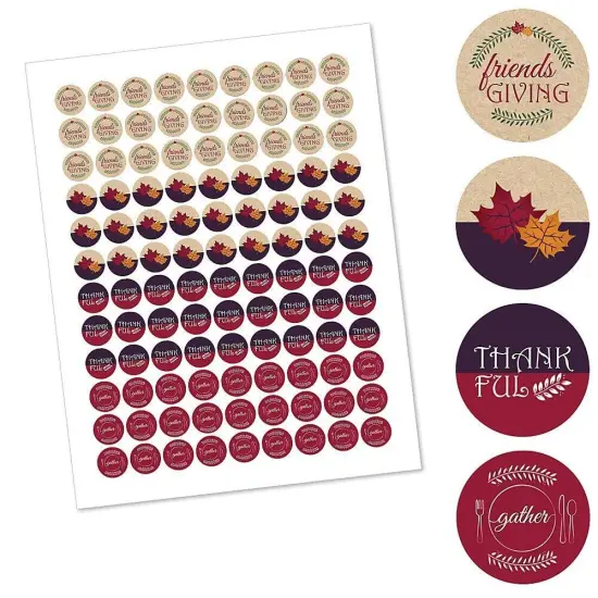 Big Dot of Happiness Friends Thanksgiving Feast - Friendsgiving Party Round Candy Sticker Favors - Labels Fits Chocolate Candy (1 Sheet of 108) {3}