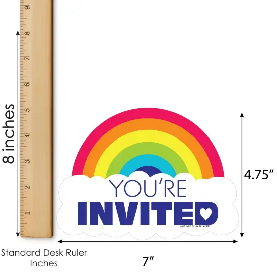 Big Dot of Happiness Love is Love - Pride - Shaped Fill-In Invitations - Rainbow Party Invitation Cards with Envelopes - Set of 12 {7}