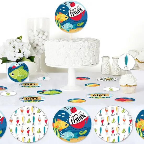 Big Dot of Happiness Let's Go Fishing - Fish Themed Birthday Party or Baby Shower Giant Circle Confetti - Party Decorations - Large Confetti 27 Count {6}