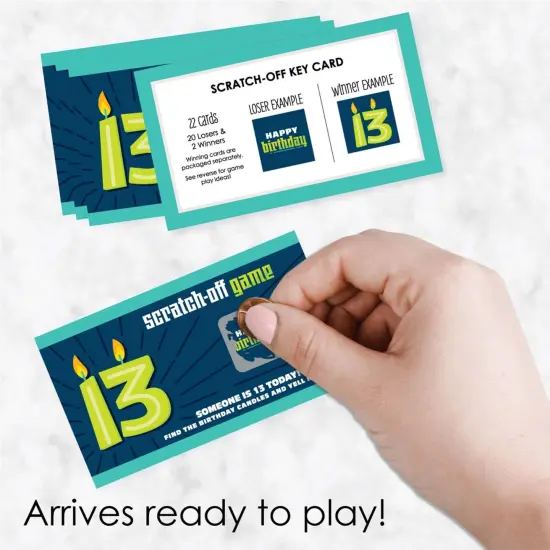 Big Dot of Happiness Boy 13th Birthday - Official Teenager Birthday Party Game Scratch Off Cards - 22 Count {3}