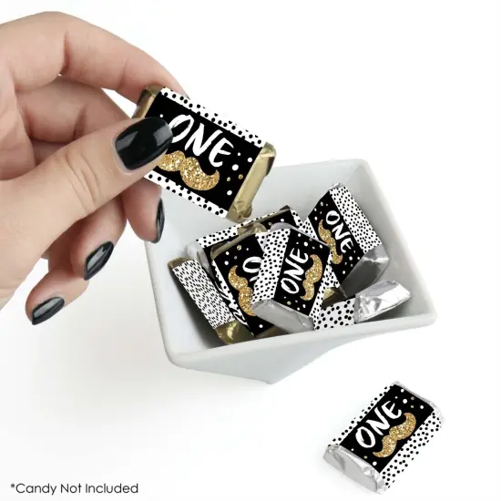 Big Dot of Happiness 1st Birthday Little Mr. Onederful - Mini Candy Bar Wrapper Stickers - Boy First Birthday Party Small Favors - 40 Count {3}