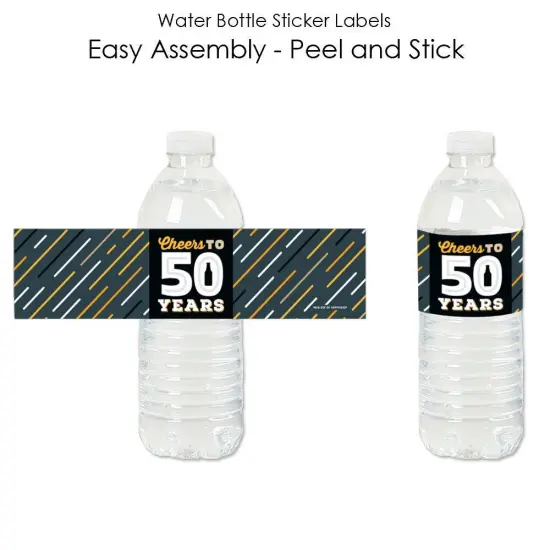 Big Dot of Happiness Cheers and Beers to 50 Years - 50th Birthday Party Water Bottle Sticker Labels - Set of 20 {3}
