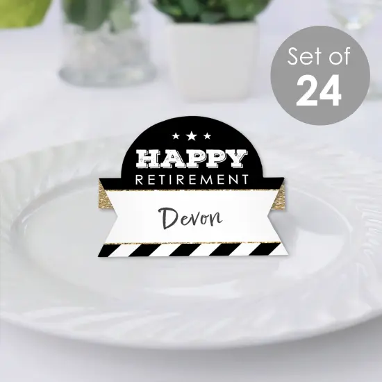 Big Dot of Happiness Happy Retirement - Retirement Party Tent Buffet Card - Table Setting Name Place Cards - Set of 24 {3}