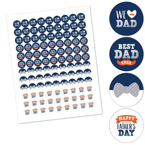 Big Dot of Happiness Happy Father's Day - We Love Dad Party Round Candy Sticker Favors - Labels Fits Chocolate Candy (1 sheet of 108) {3}