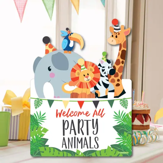 Big Dot of Happiness Jungle Party Animals - Party Decorations - Safari Zoo Animal Birthday Party or Baby Shower Welcome Yard Sign {7}