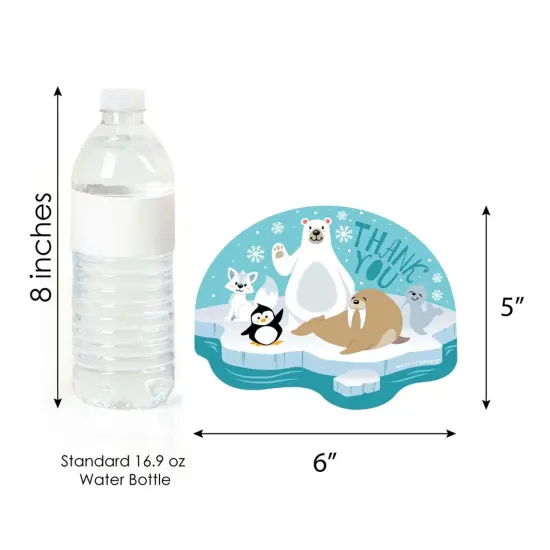 Big Dot of Happiness Arctic Polar Animals - Shaped Thank You Cards - Winter Baby Shower or Birthday Party Thank You Cards with Envelopes - Set of 12 {7}