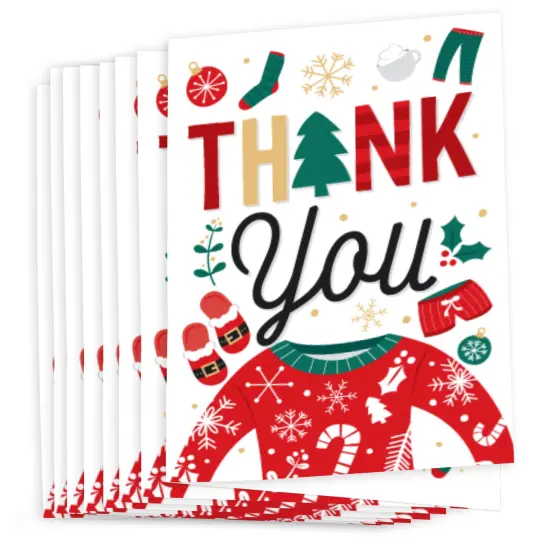 Big Dot of Happiness Christmas Pajamas - Holiday Plaid PJ Party Thank You Cards (8 count) {3}