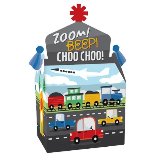 Big Dot of Happiness Cars, Trains, and Airplanes - Treat Box Party Favors - Transportation Birthday Party Goodie Gable Boxes - Set of 12 {1}