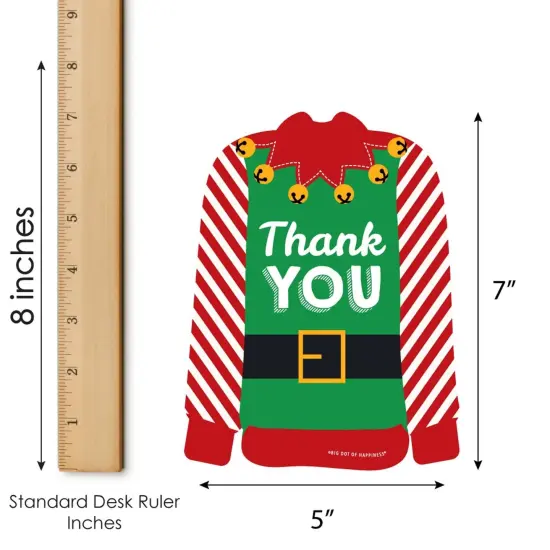 Big Dot of Happiness Ugly Sweater - Shaped Thank You Cards - Holiday and Christmas Party Shaped Thank You Cards with Envelopes - Set of 12 {7}