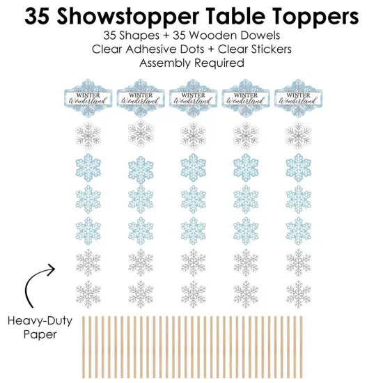 Big Dot of Happiness Winter Wonderland - Snowflake Holiday Party and Winter Wedding Centerpiece Sticks - Showstopper Table Toppers - 35 Pieces {7}