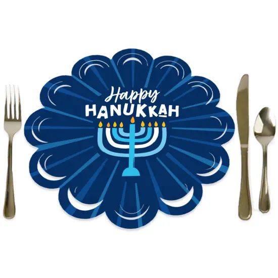 Big Dot of Happiness Hanukkah Menorah - Chanukah Holiday Party Round Table Decorations - Paper Chargers - Place Setting For 12 {1}