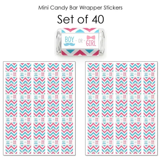 Big Dot of Happiness Chevron Gender Reveal - Mini Candy Bar Wrapper Stickers - Gender Reveal Small Favors - 40 Count {4}