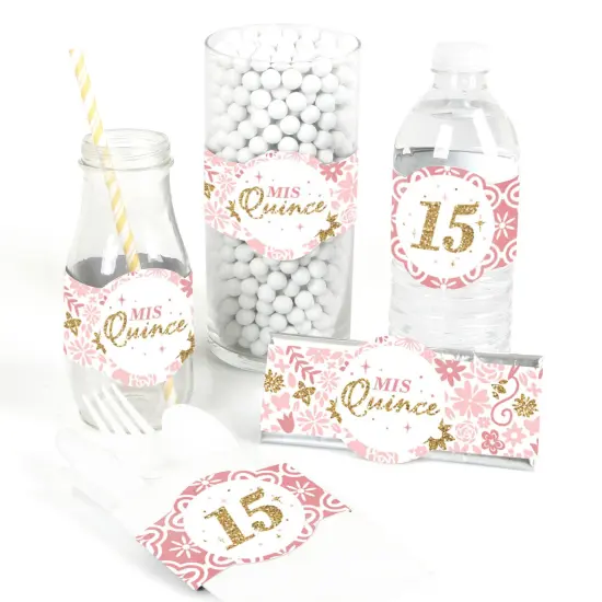 Big Dot of Happiness Mis Quince Anos - DIY Party Supplies - Quinceanera Sweet 15 Birthday Party DIY Wrapper Favors and Decorations - Set of 15 {1}