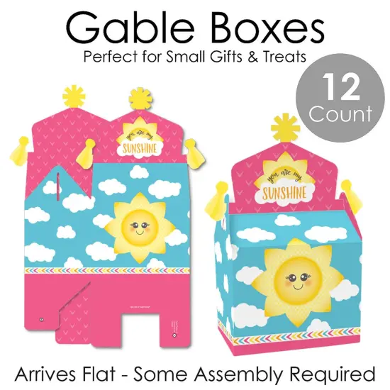 Big Dot of Happiness You Are My Sunshine - Treat Box Party Favors - Baby Shower or Birthday Party Goodie Gable Boxes - Set of 12 {7}