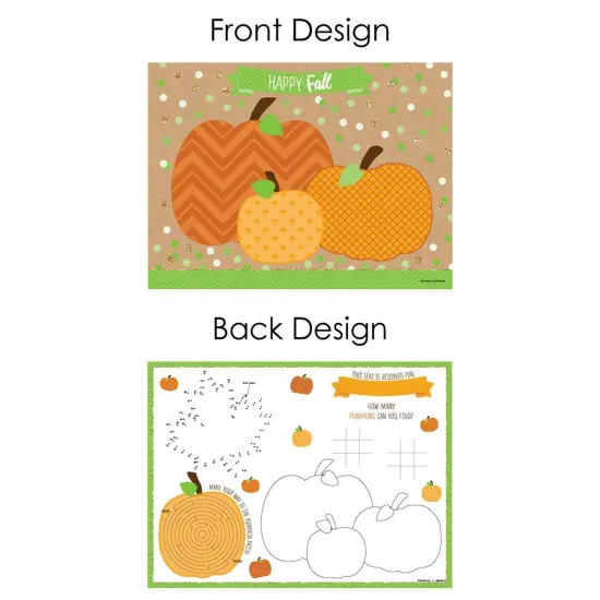 Big Dot of Happiness Pumpkin Patch - Paper Fall, Halloween or Thanksgiving Party Coloring Sheets - Activity Placemats - Set of 16 {7}