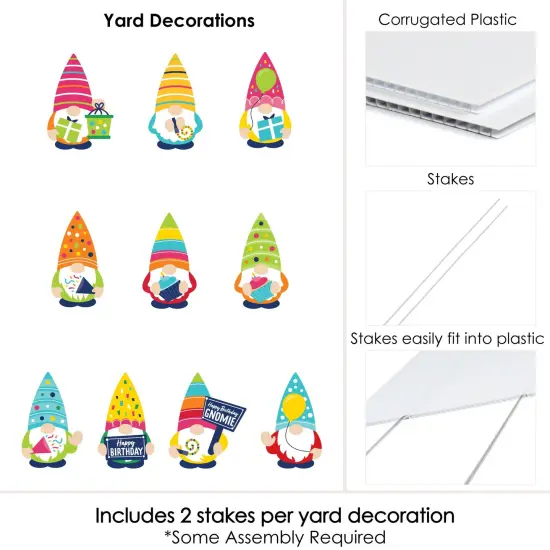 Big Dot of Happiness Gnome Birthday- Gnome Lawn Decorations - Outdoor Happy Birthday Party Yard Decorations - 10 Piece {7}