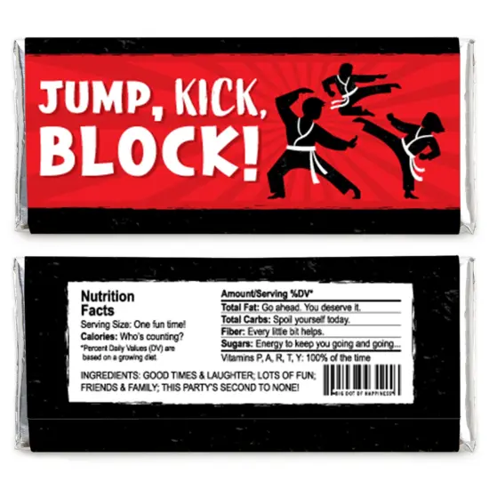 Big Dot of Happiness Karate Master - Candy Bar Wrapper Martial Arts Birthday Party Favors - Set of 24 {3}