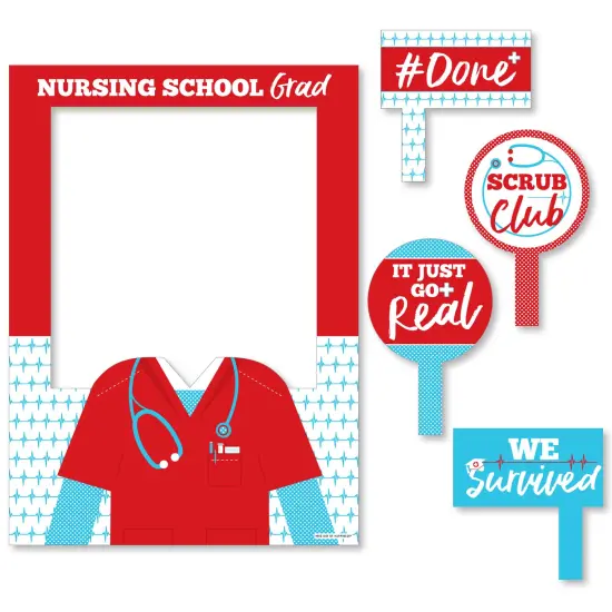 Big Dot of Happiness Nurse Graduation - Medical Nursing Graduation Party Selfie Photo Booth Picture Frame and Props - Printed on Sturdy Material {7}