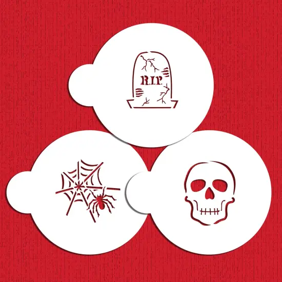 Scary Halloween Cookie Stencil Set: Spider Web, Skull, Gravestone | C457 by Designer Stencils | {1}