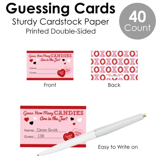 Big Dot of Happiness Conversation Hearts - How Many Candies Valentine&rsquo;s Day Party Game - 1 Stand and 40 Cards - Candy Guessing Game {7}