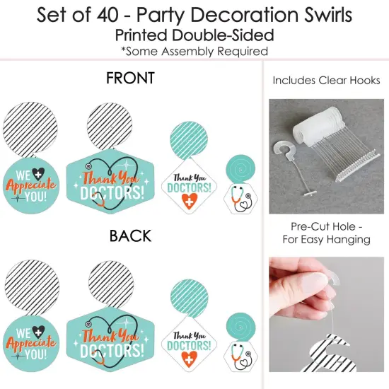 Big Dot of Happiness Thank You Doctors - Doctor Appreciation Week Hanging Decor - Party Decoration Swirls - Set of 40 {7}