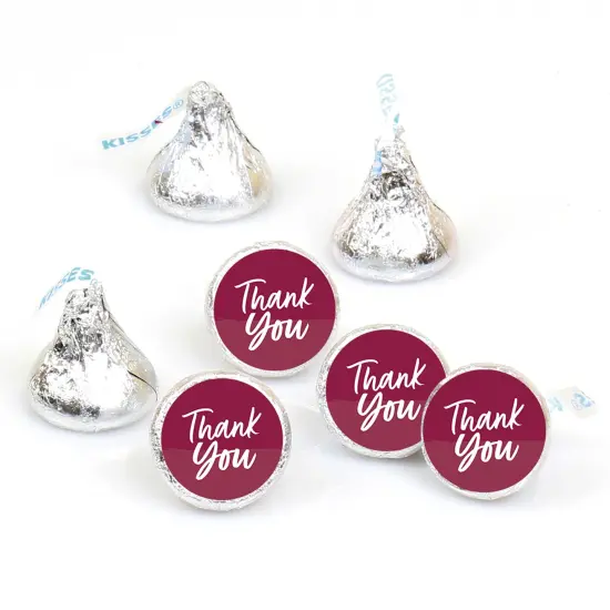 Big Dot of Happiness Burgundy Elegantly Simple - Guest Party Favors Round Candy Sticker Favors - Labels Fits Chocolate Candy (1 sheet of 108) {1}